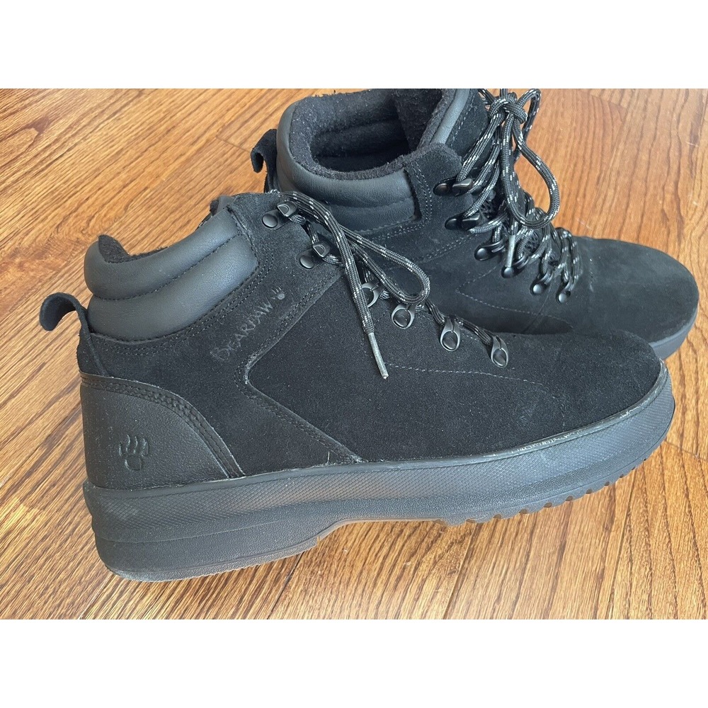 Bearpaw Men 11 Dominic‎ Boots Black Suede Waterproof Sheepskin Insole Leather
